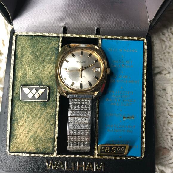 Vintage Mens Waltham Incabloc 17 Jewels Expansion Wrist Watch + Original Box - Picture 10 of 15